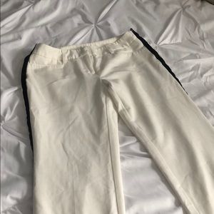 White cropped pants w/ black stripe